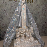 VIRGEN FATIMA CON NIÑOS VESTIDO VELO 40 cm