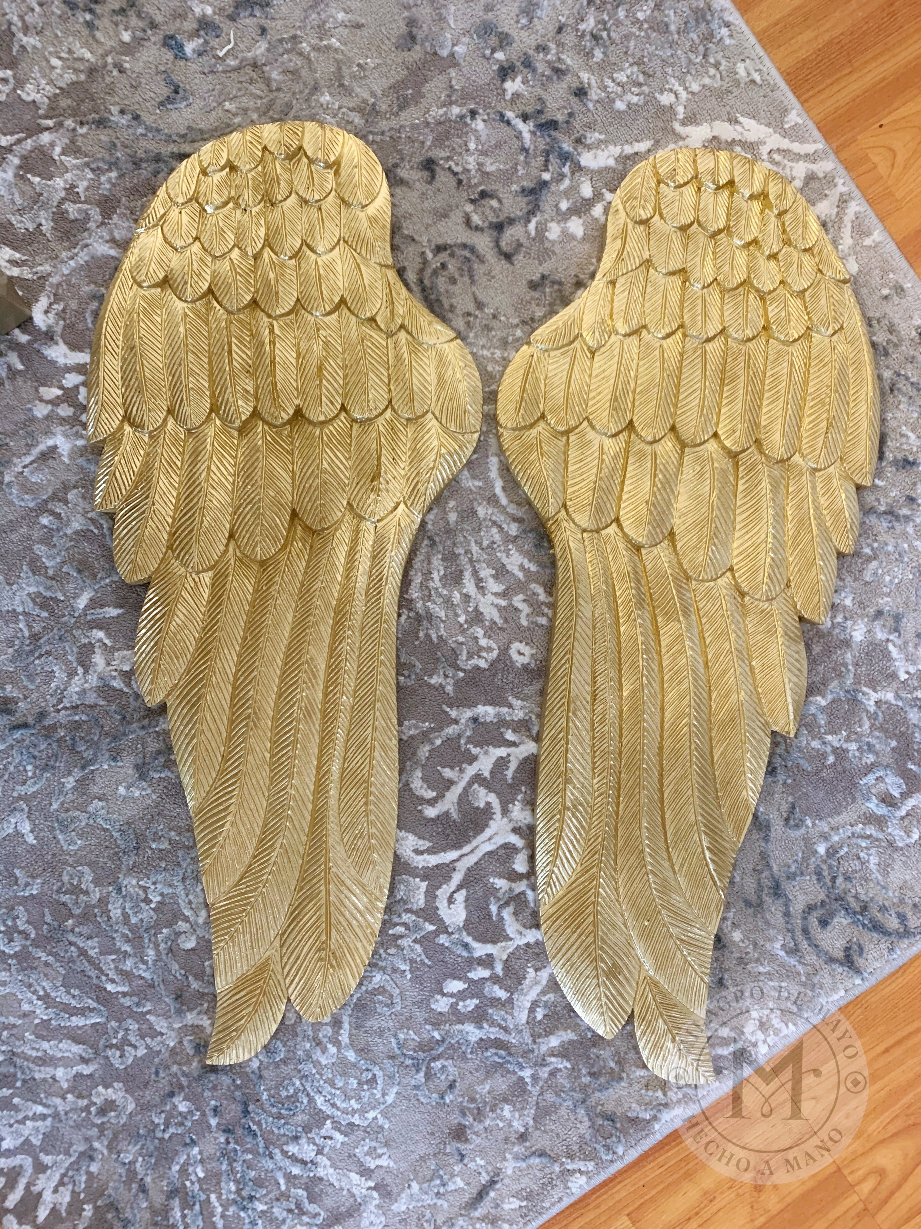 Carved angel wings